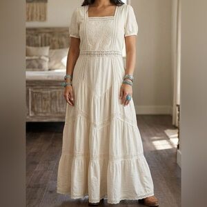 Abercrombie x Kemo Sabe White Lace Tiered Maxi Dress XLT Tall